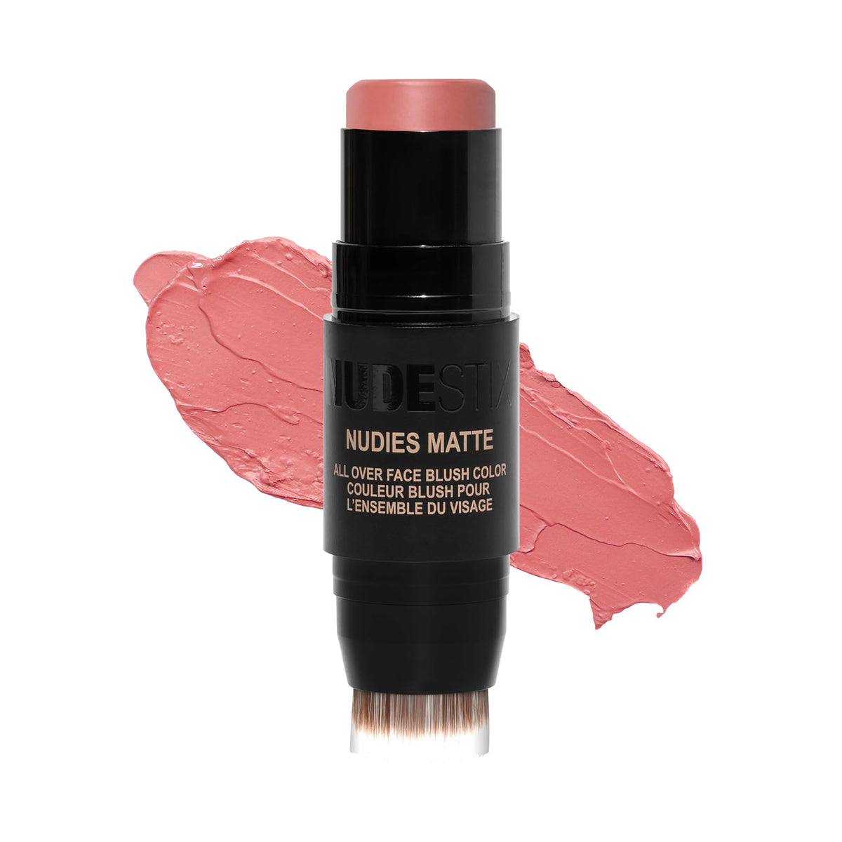 Nudestix Nudies Blush Stick Naughty N’ Spice in tin with built-in brush for on-the-go color