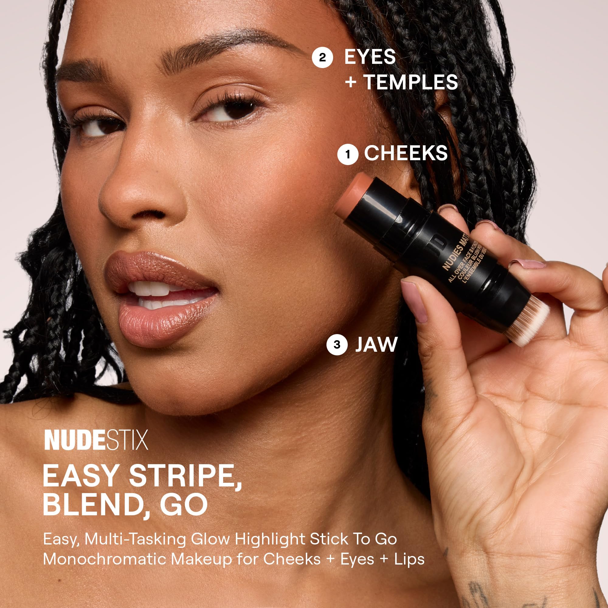 Nudestix Nudies Bronze Bondi Bae built-in brush in action for blending.
