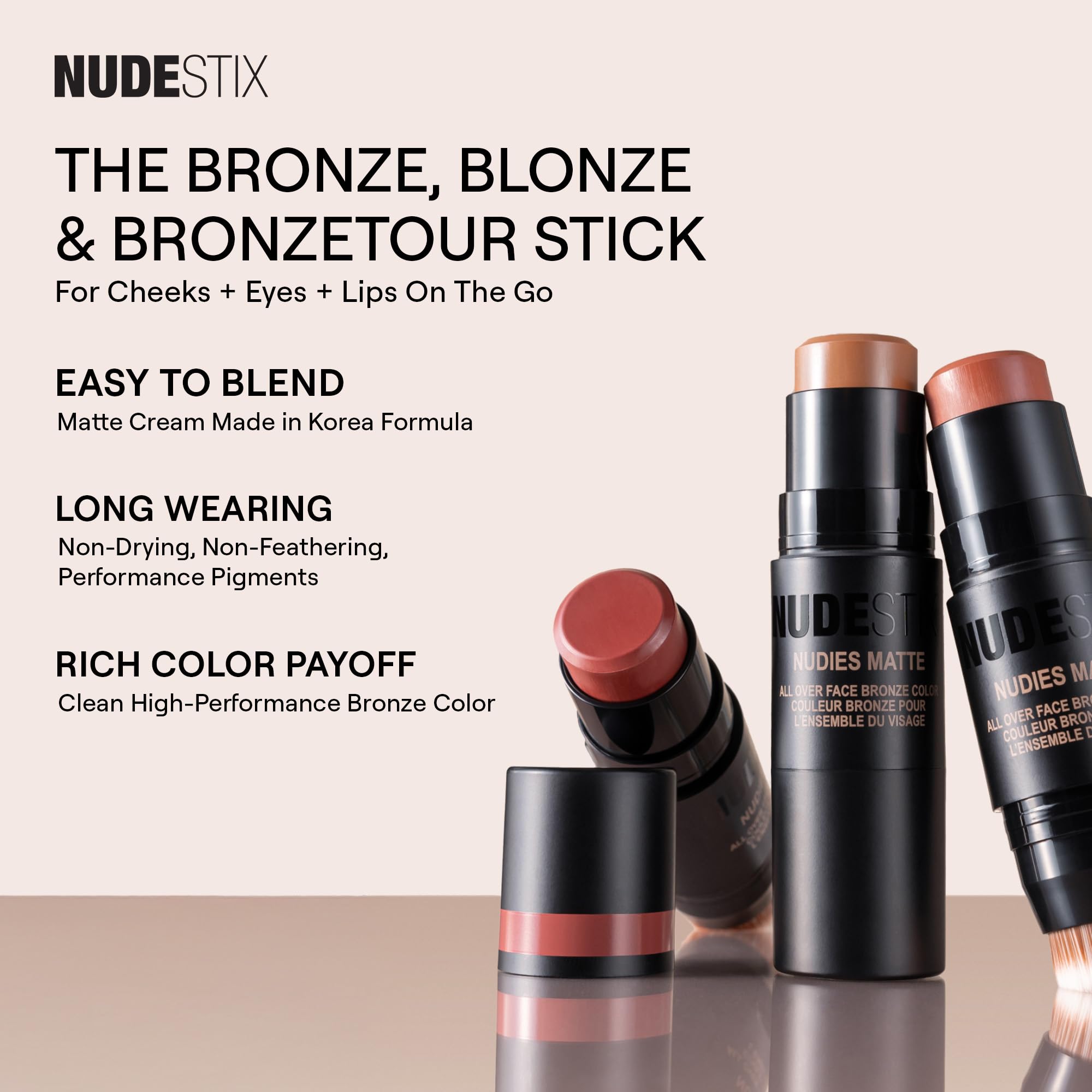 Nudestix Nudies Bronze Bondi Bae on eyelids for subtle sunset-hued glow.