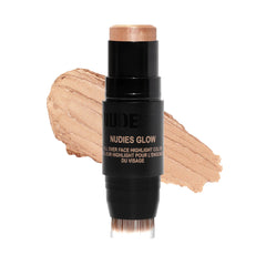 Nudestix Nudies Glow Highlighter Stick built-in brush for quick luminous highlighting.