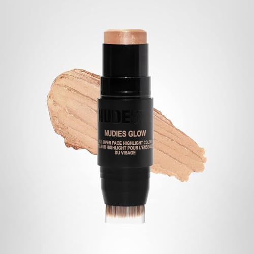 Nudestix Nudies Glow Highlighter Stick vegan, clean ingredients for skin-friendly glow.