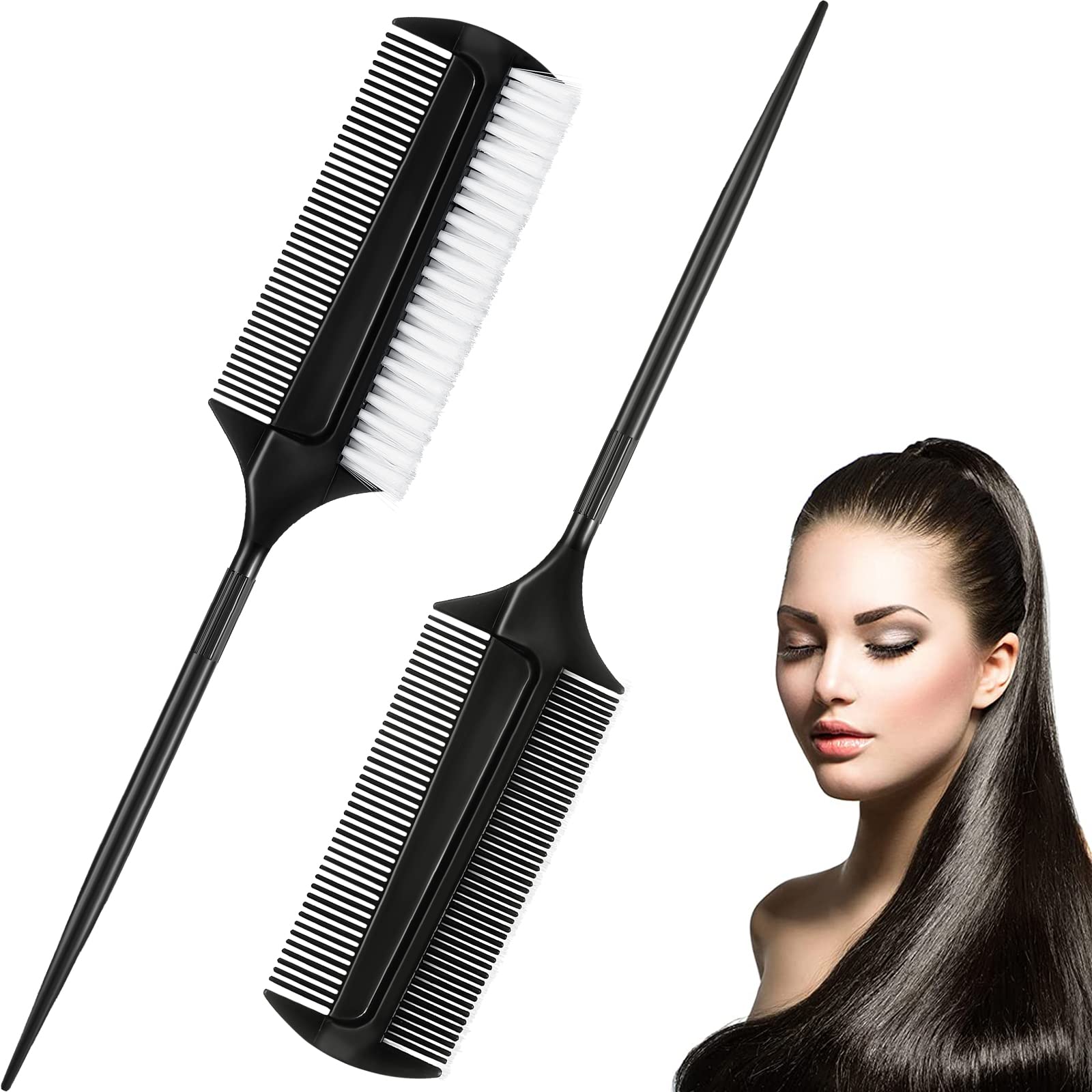 Nuenen edge-teasing brush with double-sided design for secure ponytails