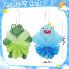 Nuenen kids loofahs frog-face for gentle cleansing with fun design.