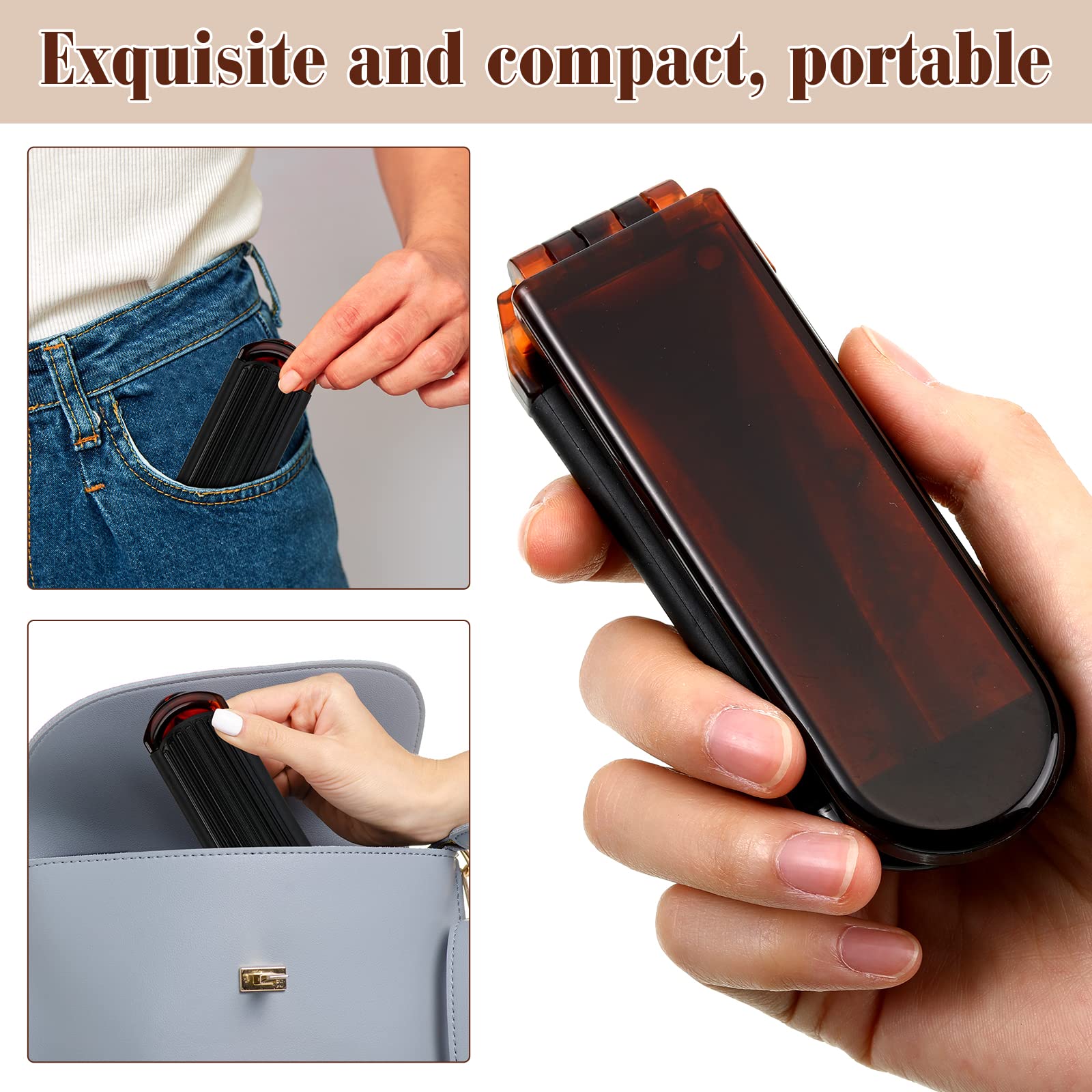 nuenen purse-size folding brush fits bag for quick touchups