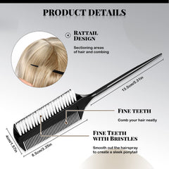 Nuenen sectioning comb with tapered tail for fast parting and volume