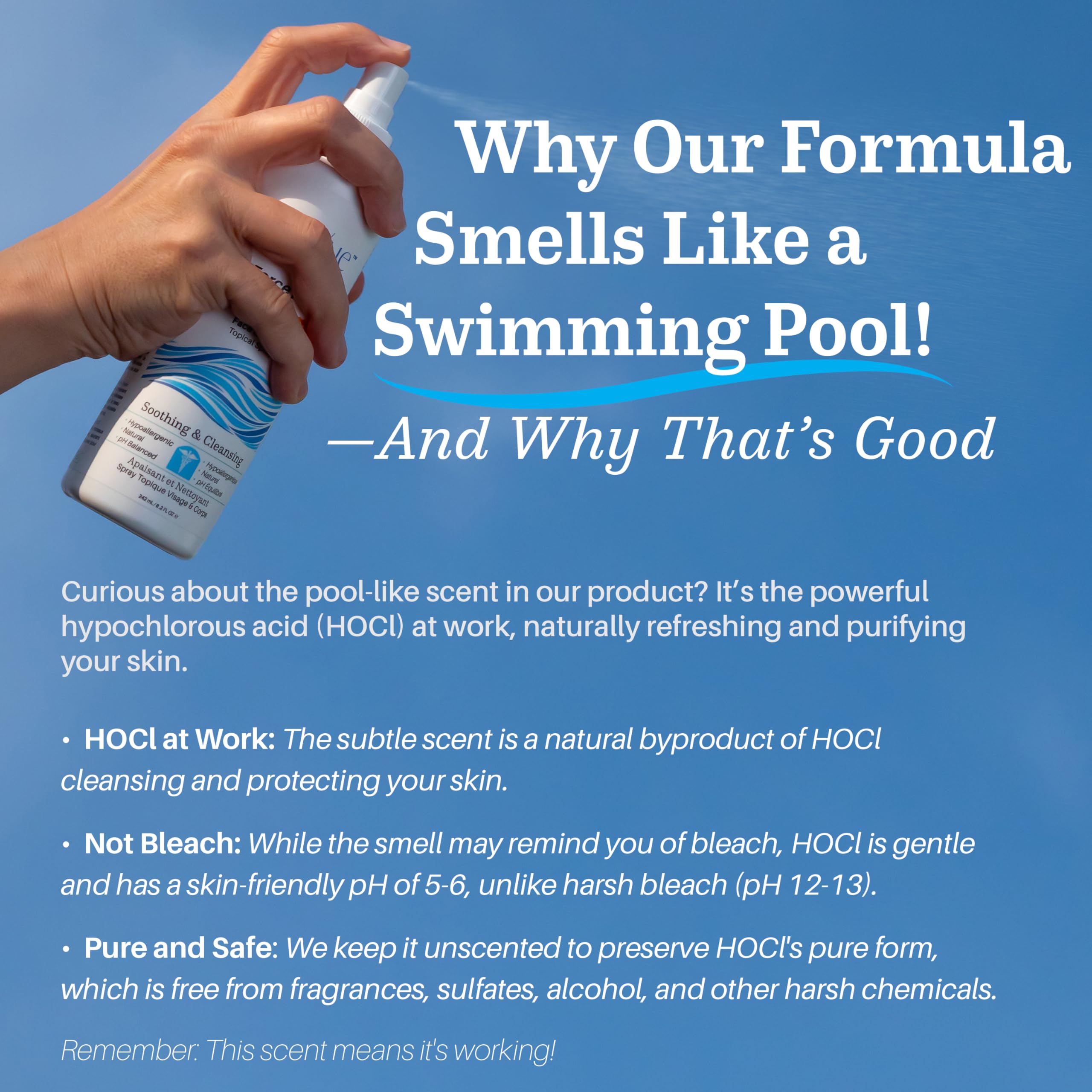 NueVue BioForce HOCl spray fragrance-free ingredients for sensitive users