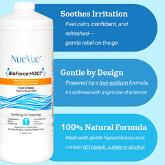 NueVue BioForce HOCl refill label detail highlights pure, simple ingredients.