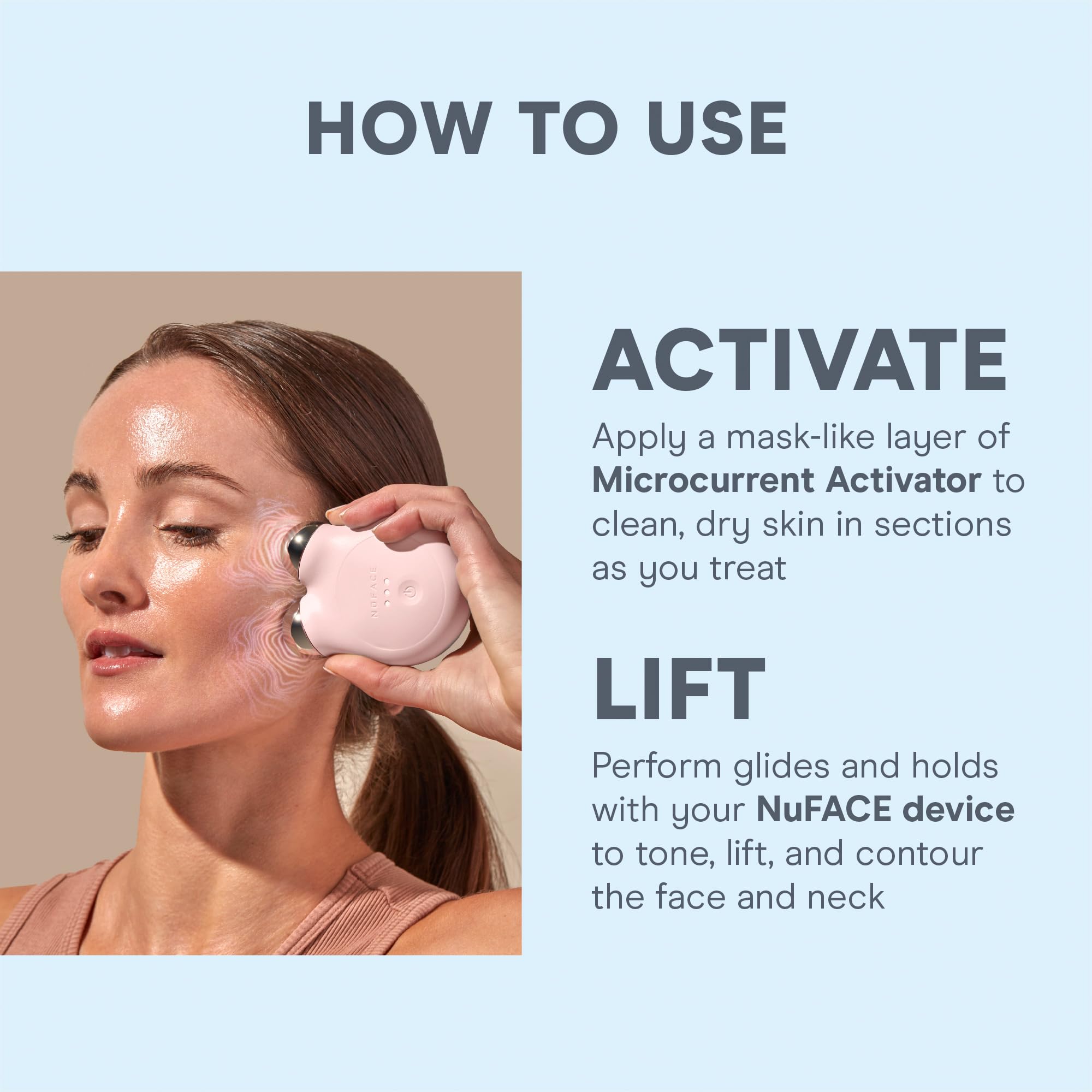 NuFACE 24-hour hydration glow emphasizes all-day moisture during sessions.
