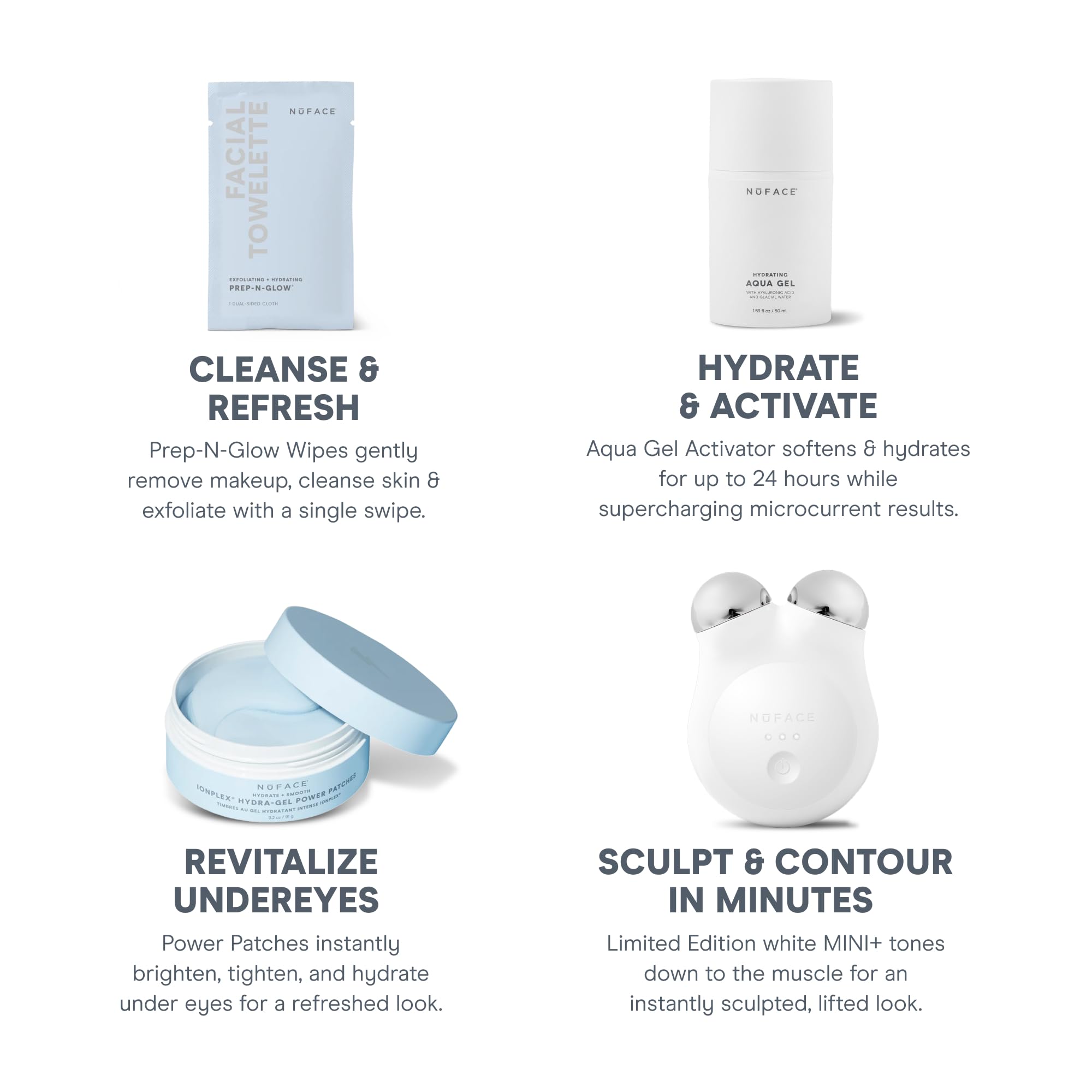 NuFACE MINI+ Power Patches under-eye brighten and tighten for a refreshed look.