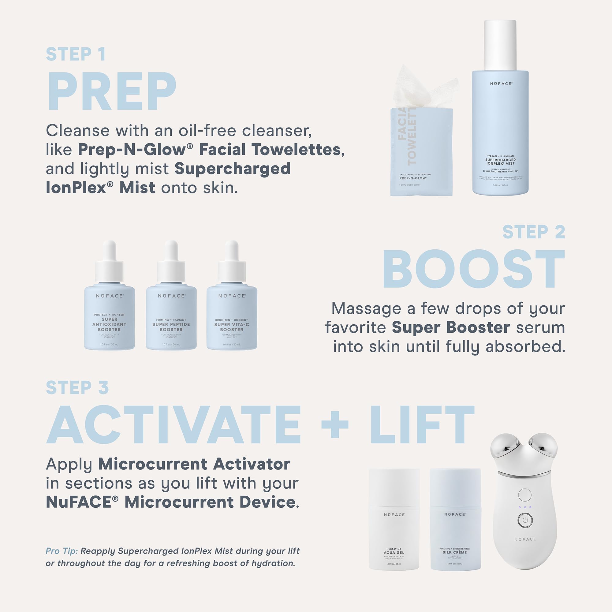 NuFACE Silk Creme Activator texture closeup highlights creamy consistency for even application.