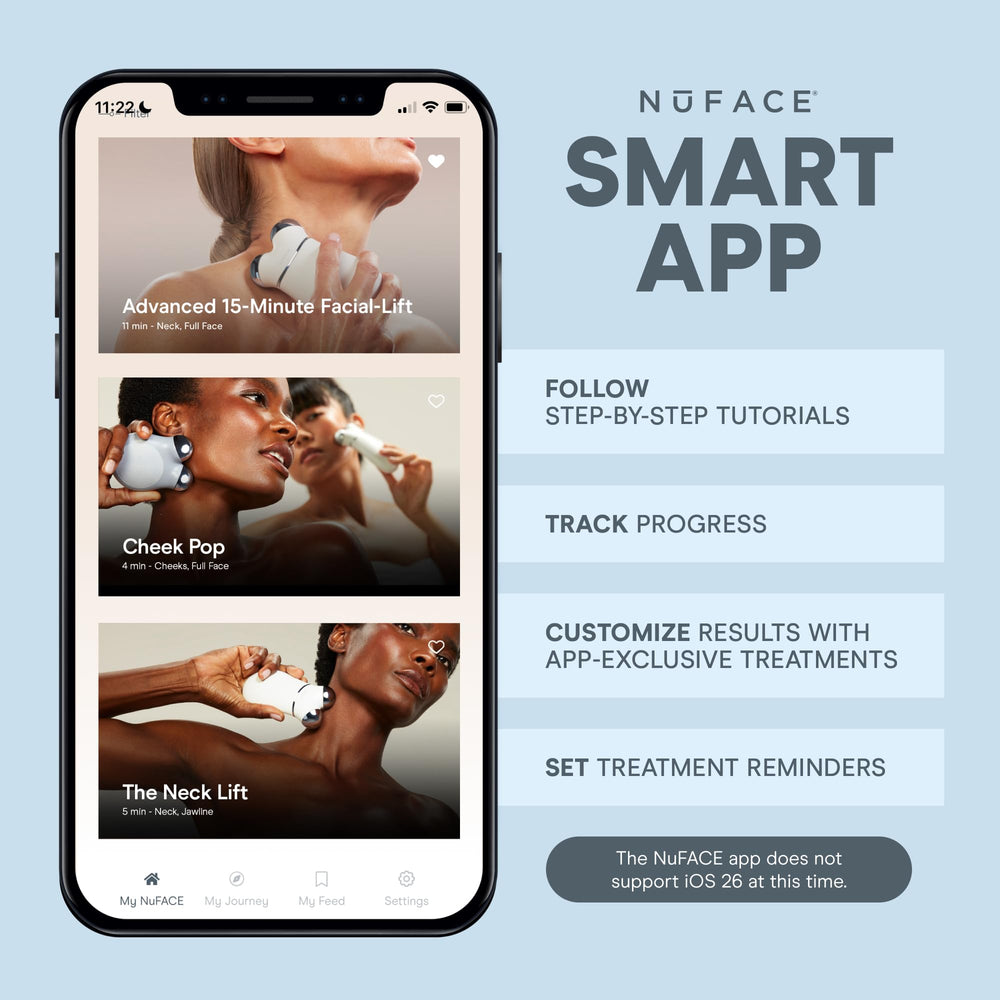 NuFACE Trinity+ App Selfie Tracker screen illustrating progress monitoring.