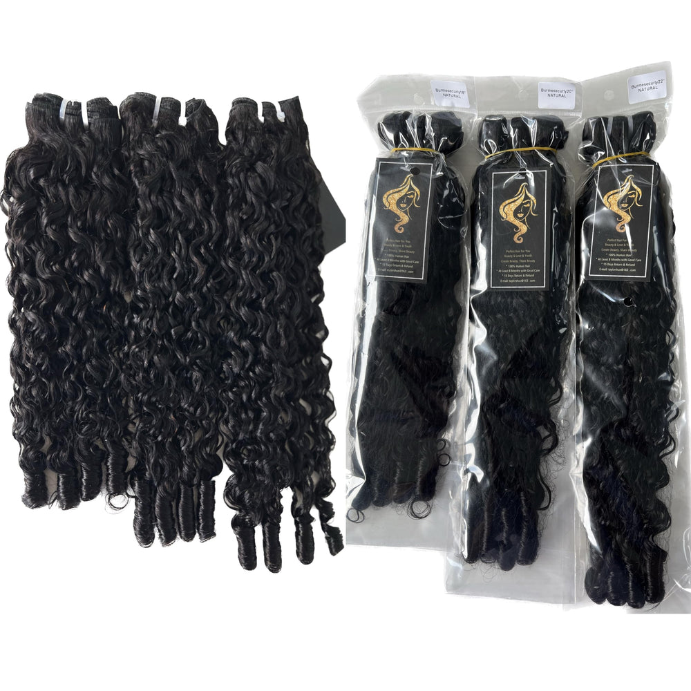 Nufnua Burmese Curly Bundles 3c4a curl pattern close-up for authentic texture.