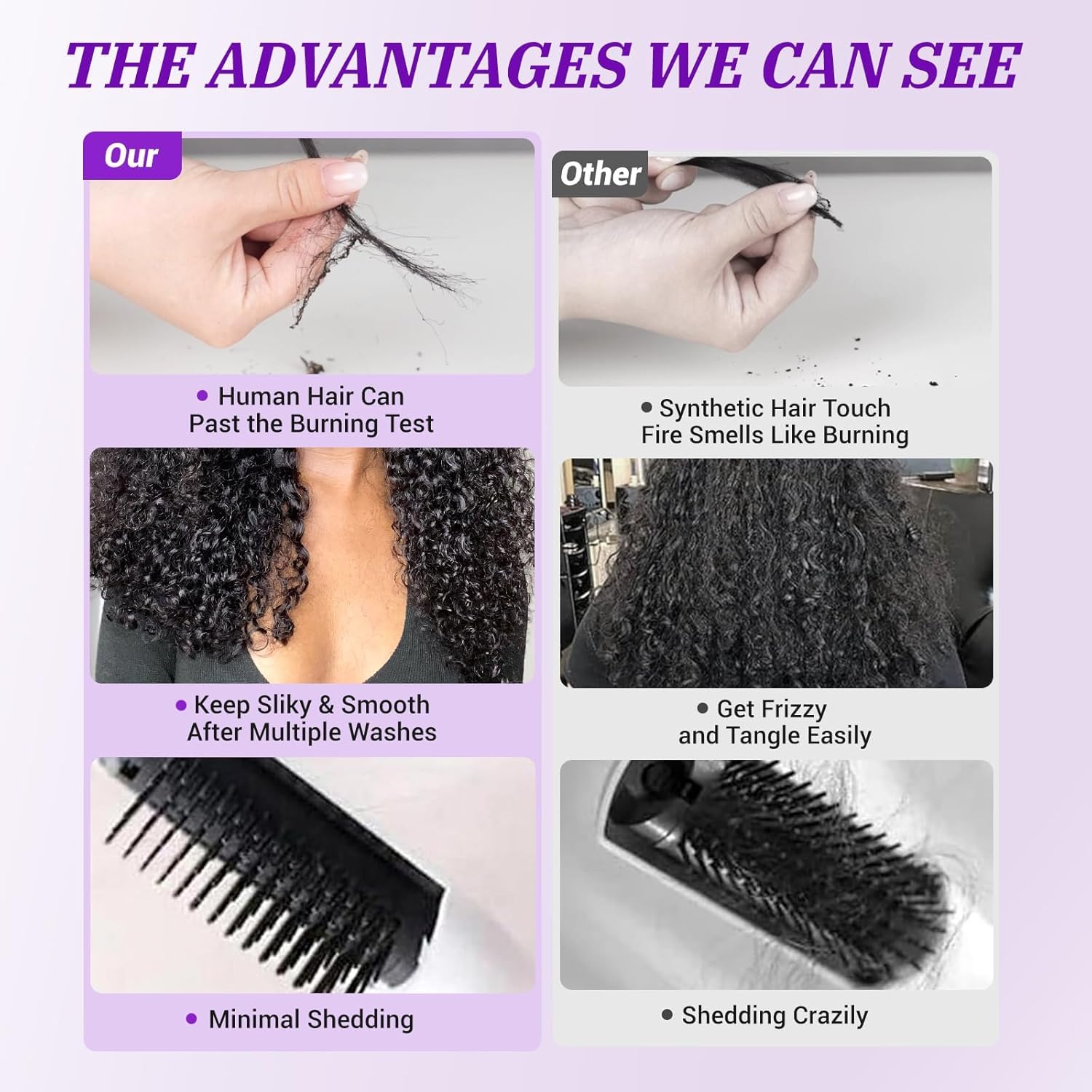 Nufnua Burmese Curly Bundles espiral 14 pulgadas, estilo rápido