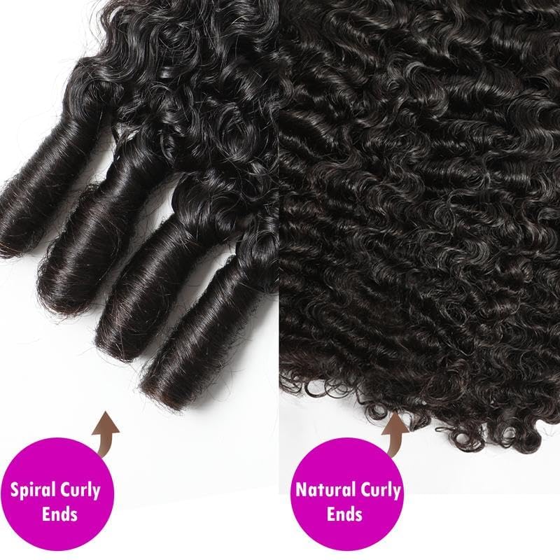 Nufnua Burmese Curly Bundles espiral 28 pulgadas, ondas definidas