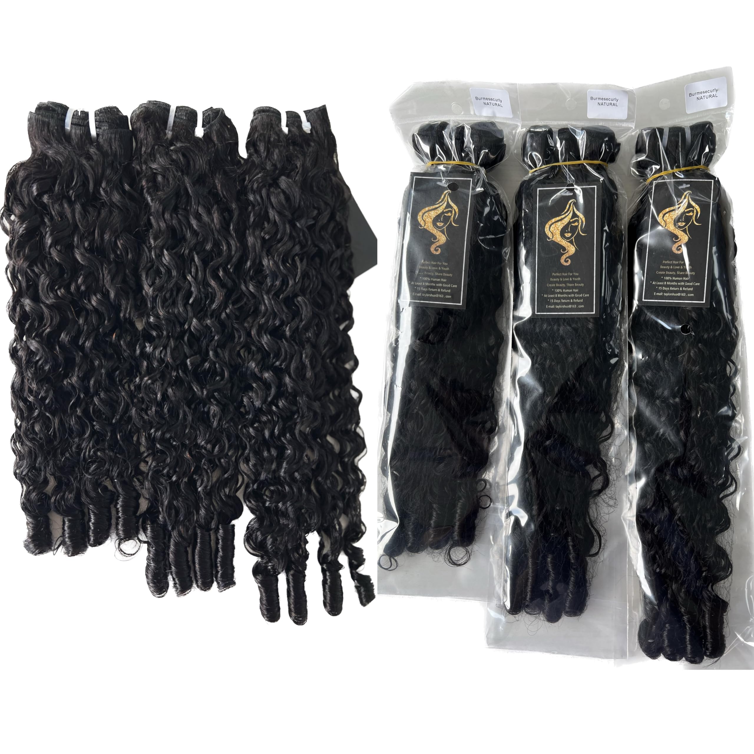 Nufnua Burmese curly bundles unprocessed Burmese hair for silky texture and authentic look
