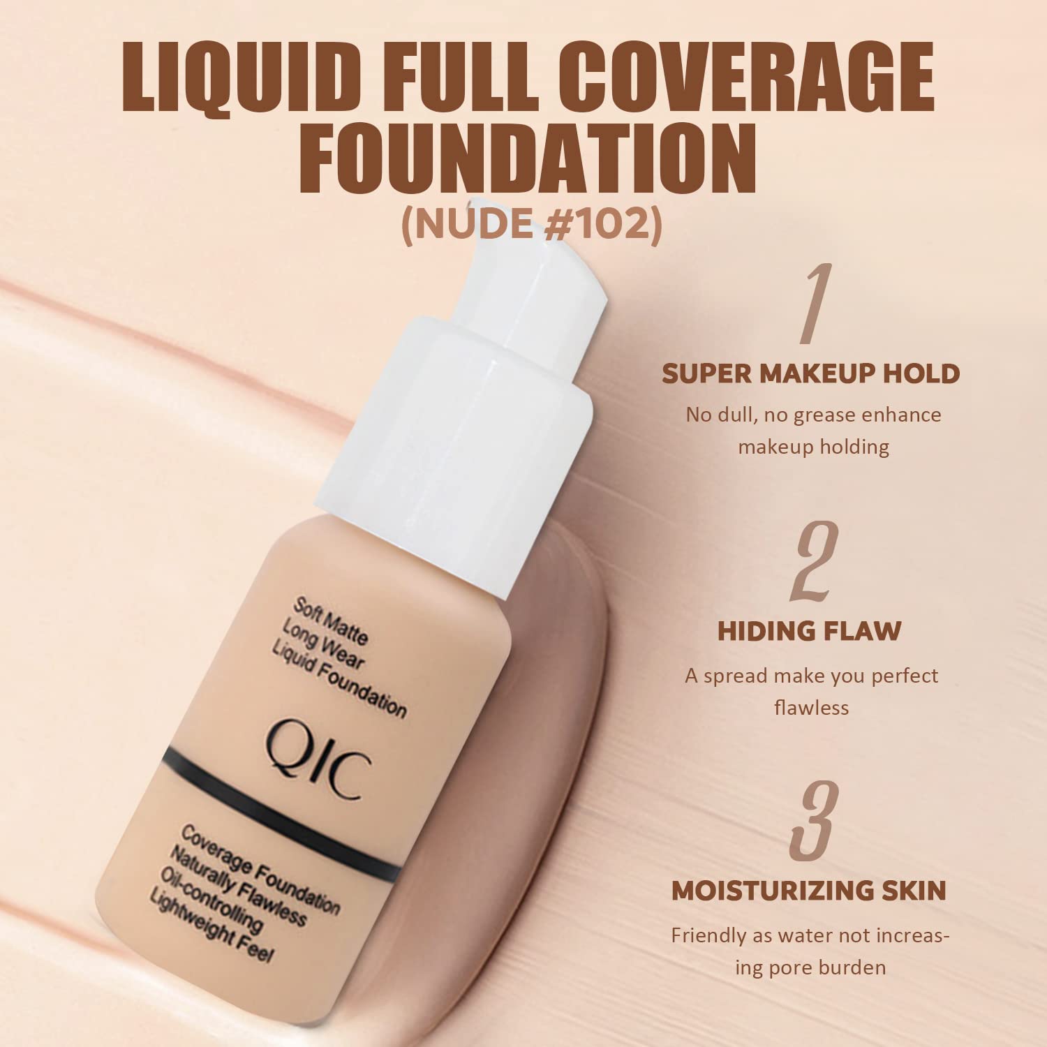 NUIBO nude liquid foundation for smooth, even daily wear.
