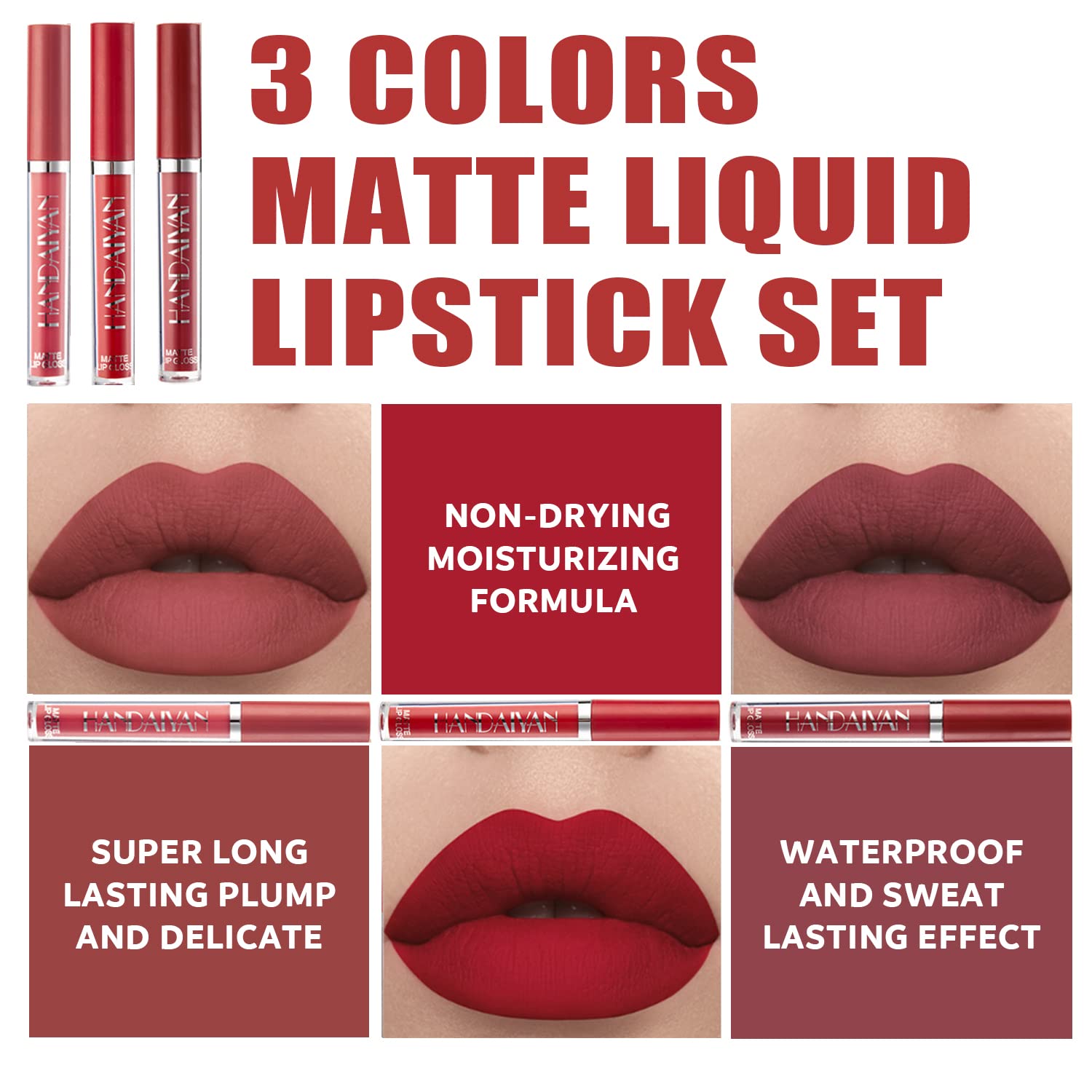 NUIBO lipstick set offering multiple finishes for versatile looks.