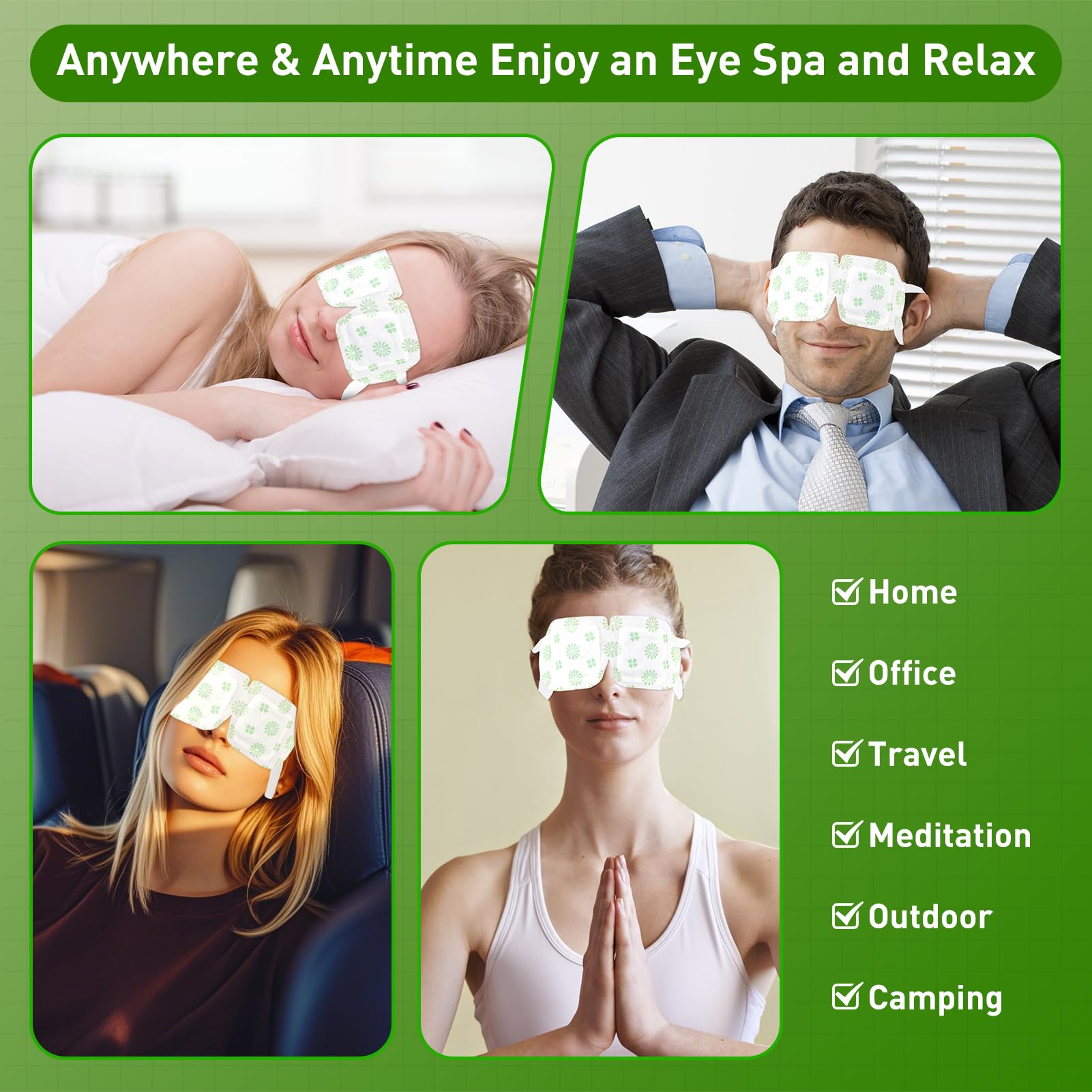 NuKuNsKf self-heating eye mask demonstrates convenient warming technology.