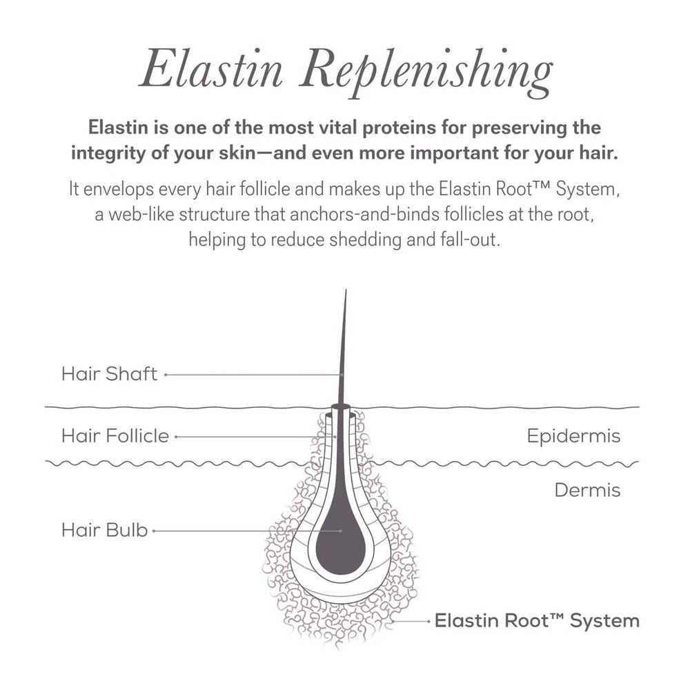 NULASTIN elastin replenishment closeup explains hair-strength concept.