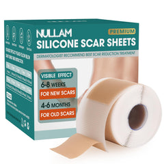 Nullam silicone scar sheets pack close-up for discreet scar coverage and gentle protection