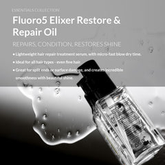 Number 4 restore-repair-dry-hair close-up illustrates lightweight nourishment for damaged strands