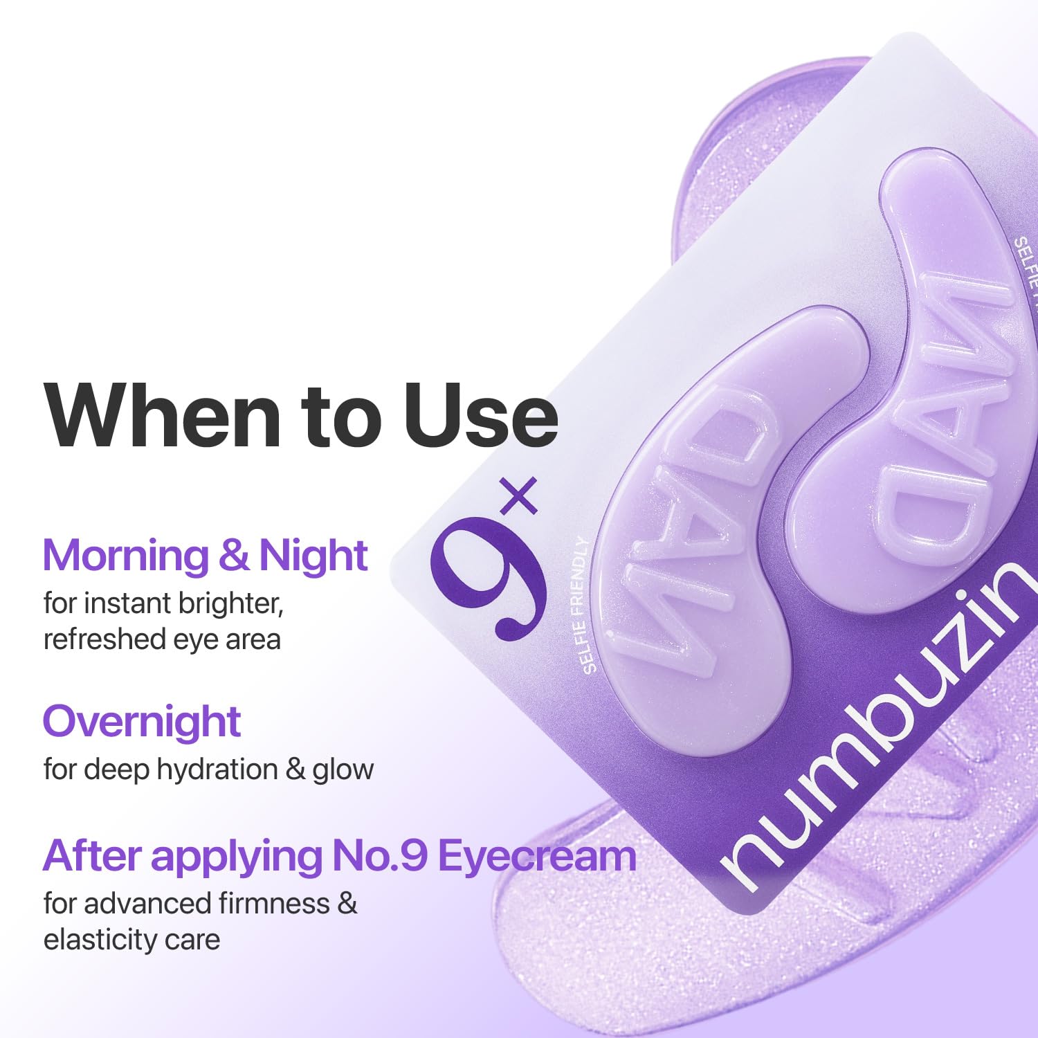 numbuzin No.9 eye patches non-slip design during skincare routine.