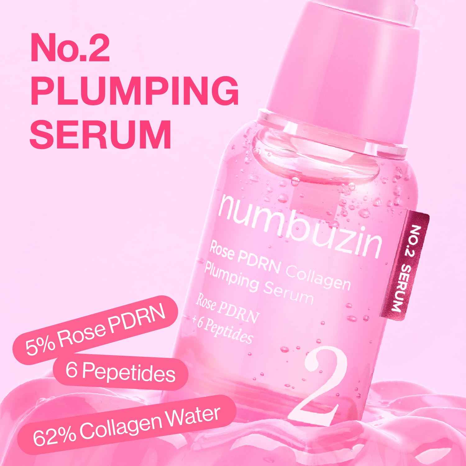 Numbuzin No.2 Serum rose-jelly texture delivers refreshing hydration during application.