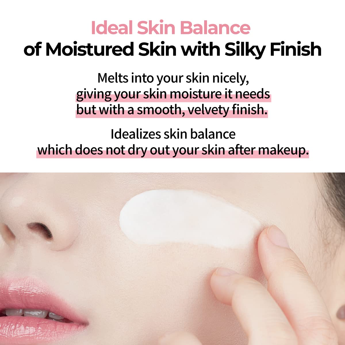 numbuzin No.3 Cream application on cheeks shows balanced hydration, not shiny finish