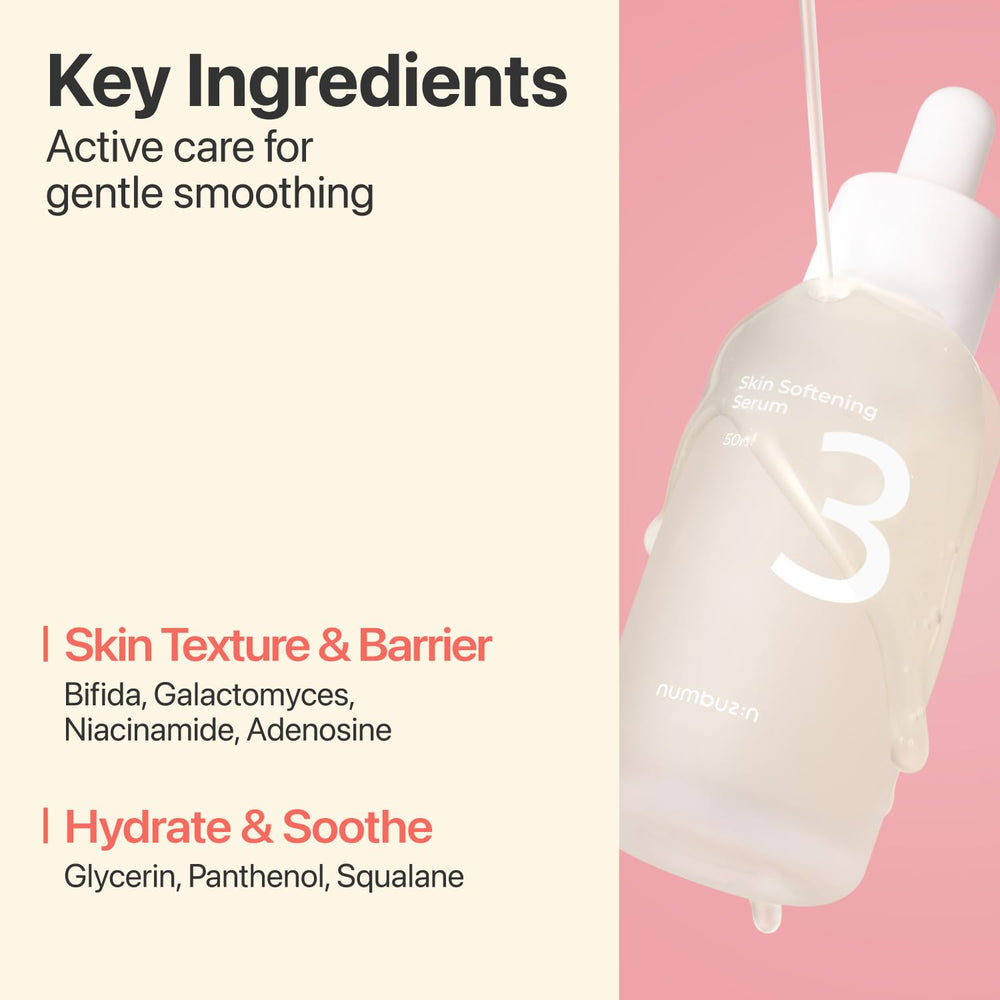 Numbuzin No.3 Serum pore-tightening shot emphasizes refined pores.