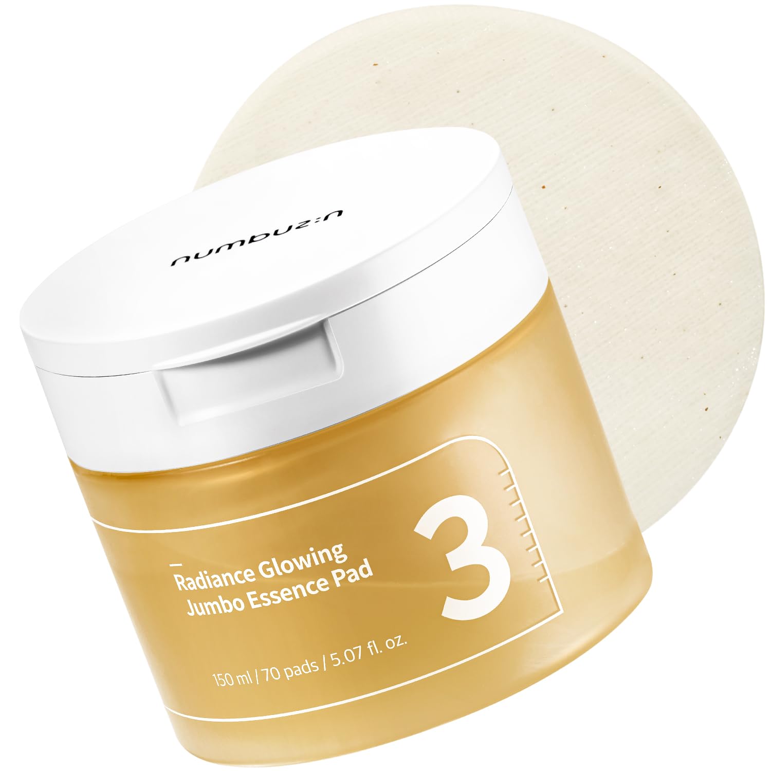 numbuzin No.3 Toner Pad closeup shows glass-skin radiance and deep hydration