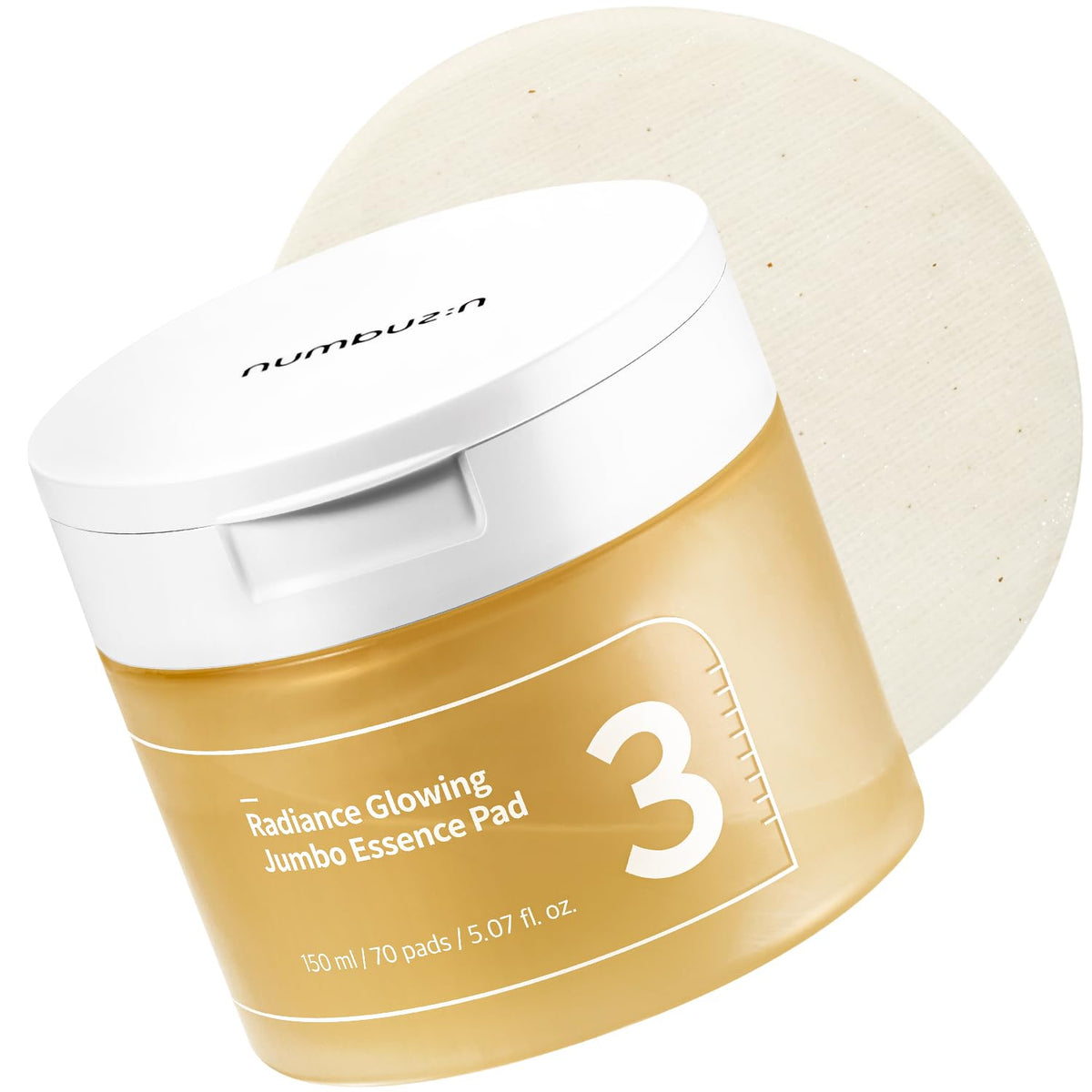 numbuzin No.3 Toner Pad closeup shows glass-skin radiance and deep hydration