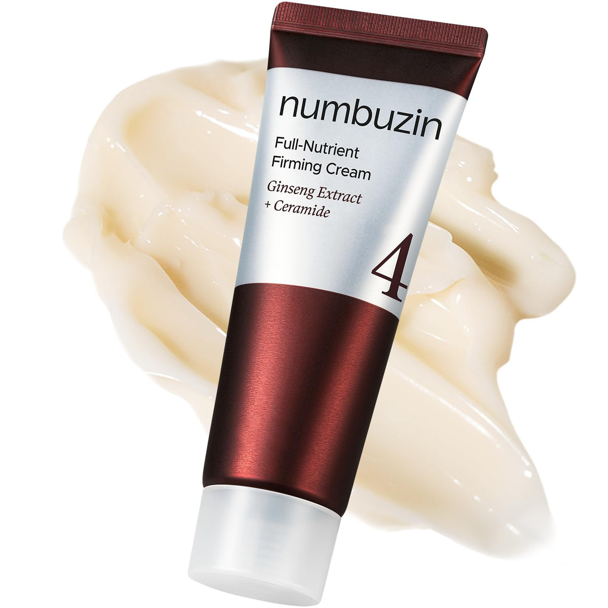 numbuzin No.4 Cream bottle during application for daily firming and hydration
