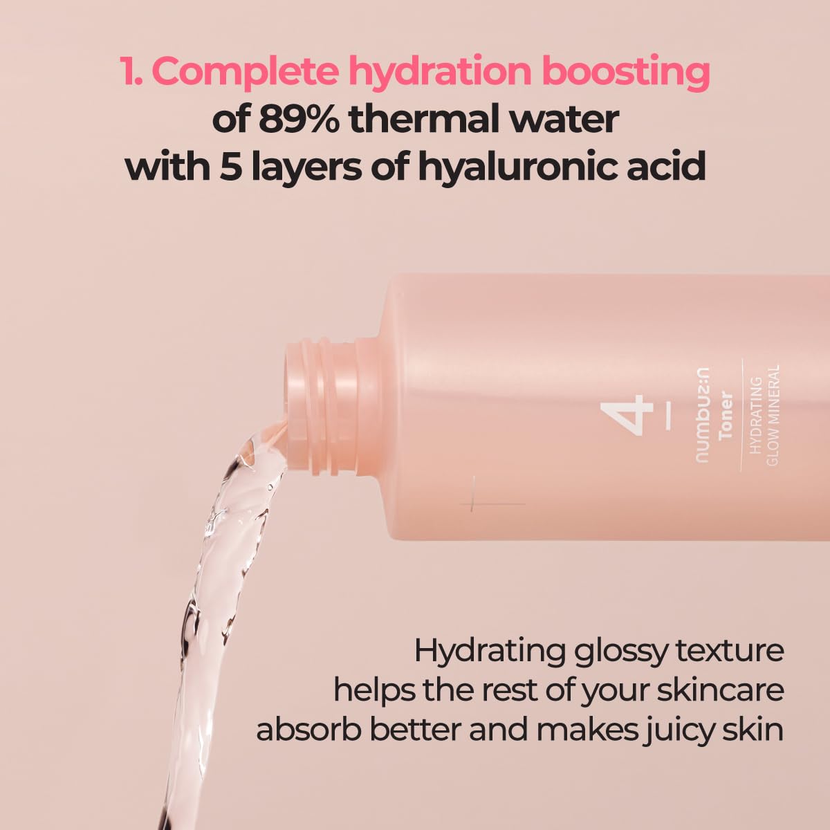 Numbuzin No.4 Toner liquid swirl application highlights quick absorption into skin