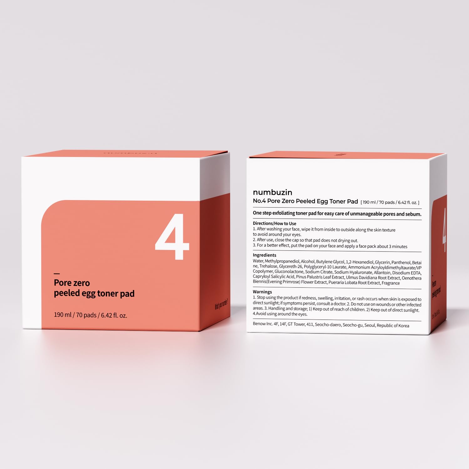 numbuzin No.4 toner pads clinical test graphic showing reduced dead skin cells.
