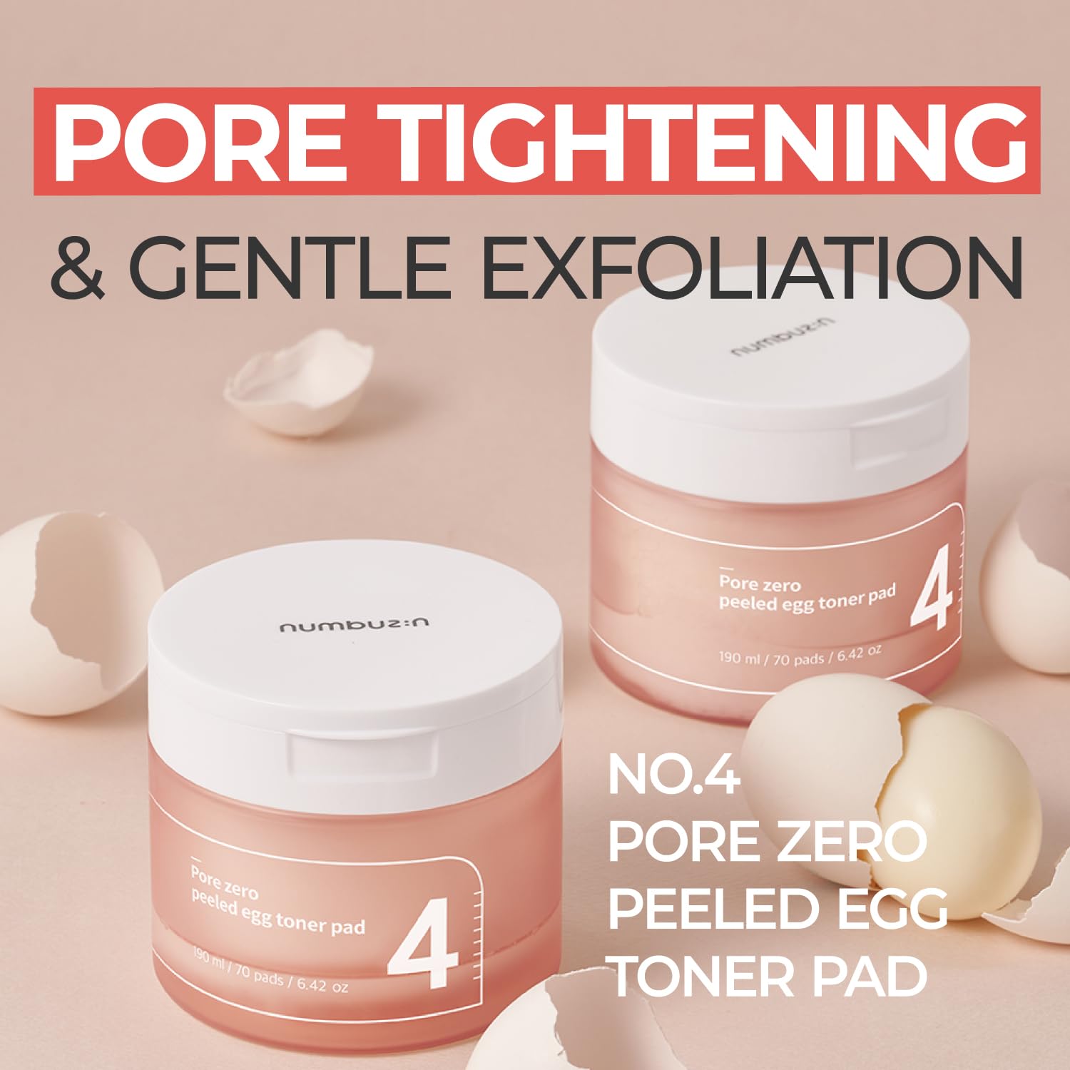 numbuzin No.4 toner pads in use on face for pore cleansing.