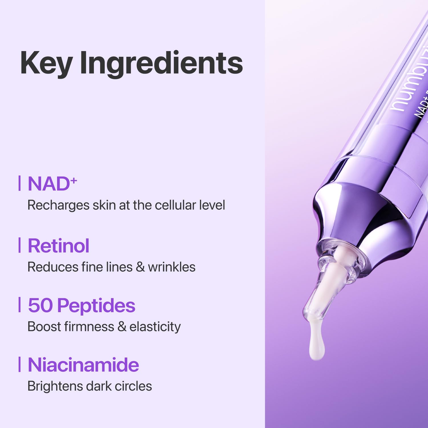 numbuzin No.9 dark circle brightening shot shows brighter under-eye appearance