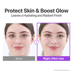 Numbuzin No.9 sunscreen on the face provides a luminous finish ready for makeup.