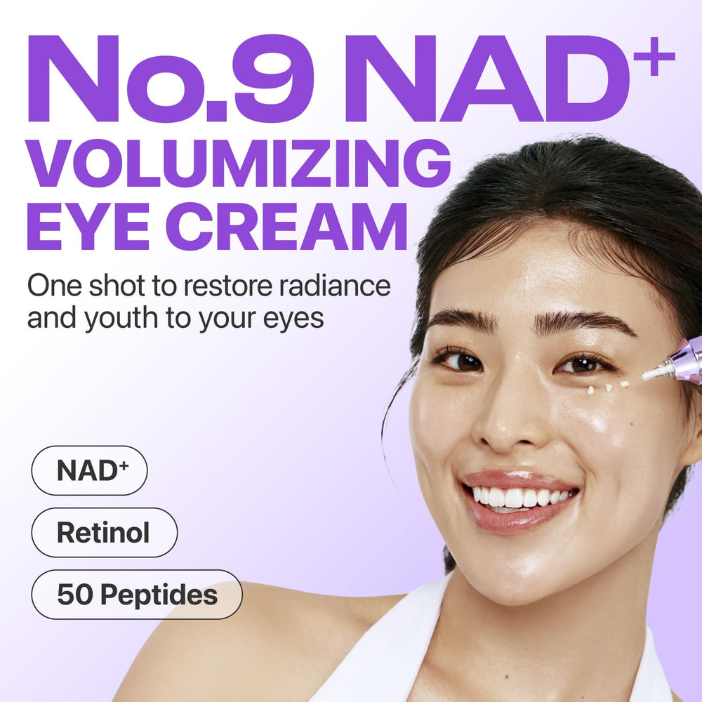 numbuzin No.9 tube label detail highlights NAD+ and retinol for smoother contours