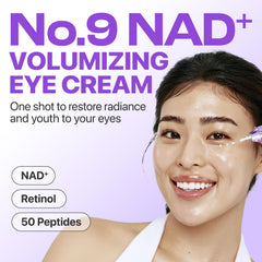 numbuzin No.9 tube label detail highlights NAD+ and retinol for smoother contours