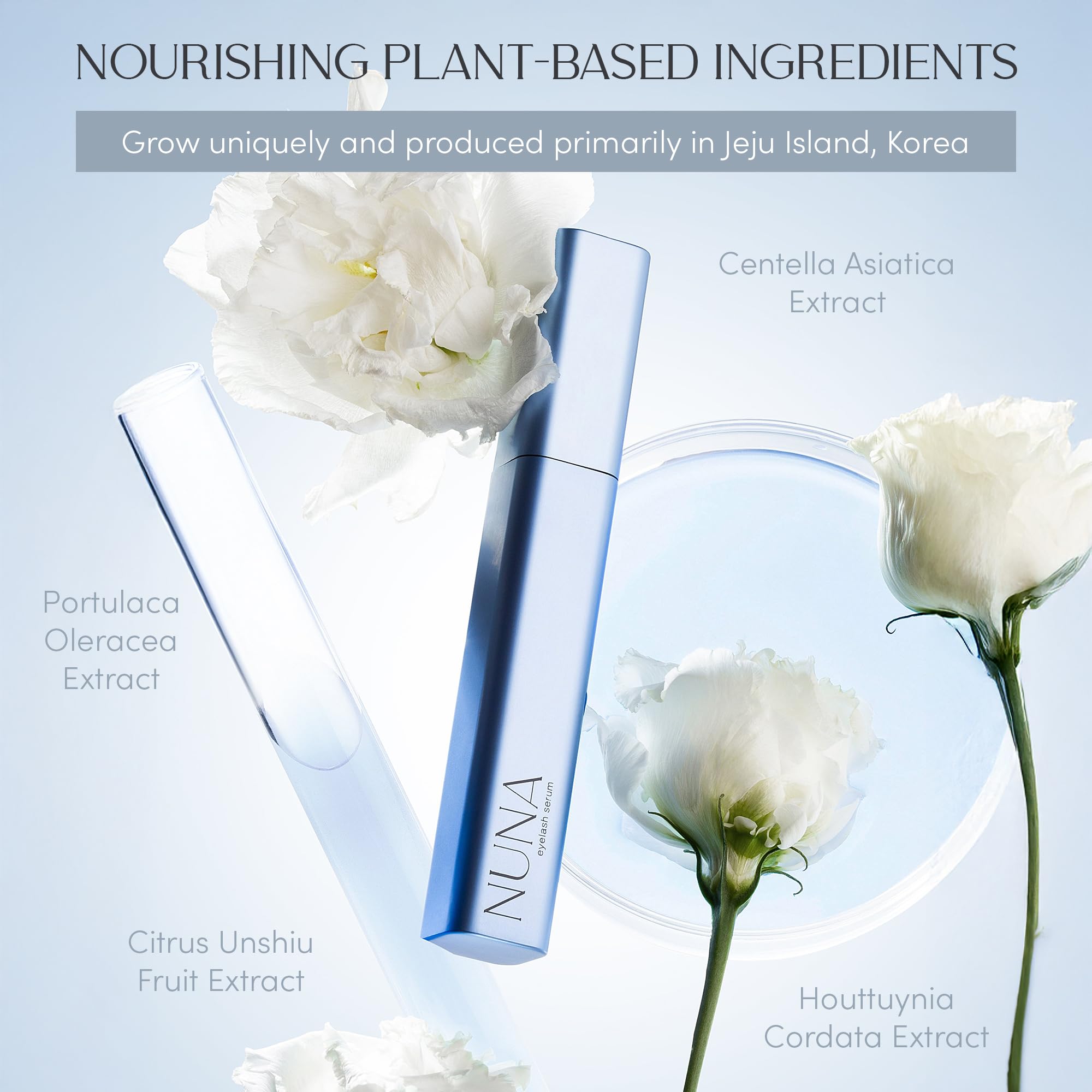 NUNA Eyelash Growth Serum precision brush demonstrates smooth, mess-free lash-line application.