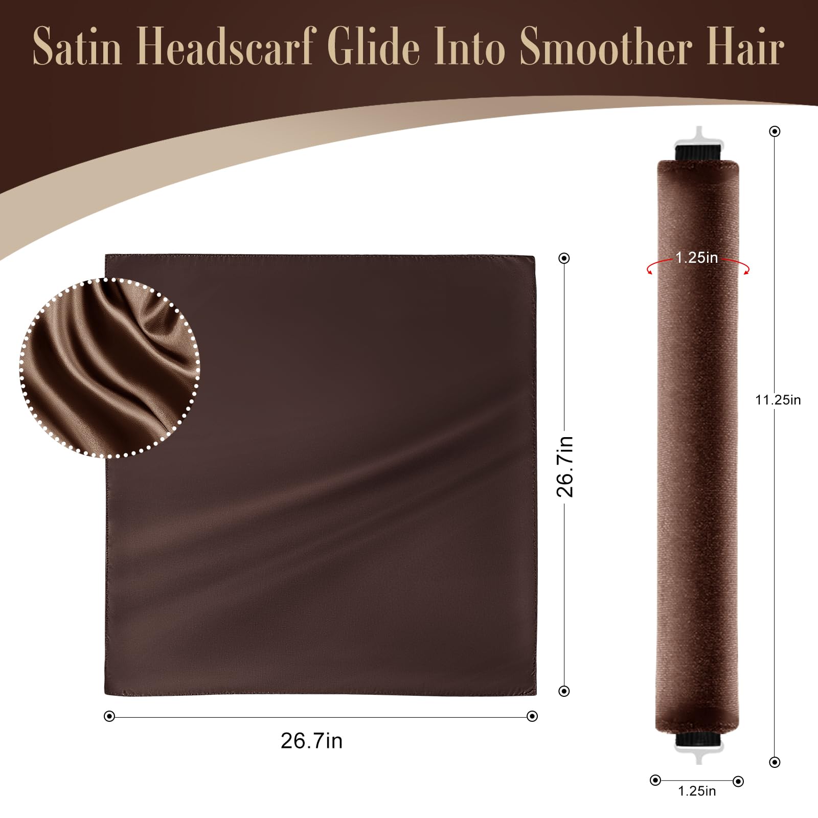 Nunflue silk scarf included helps secure wake-up curls overnight.