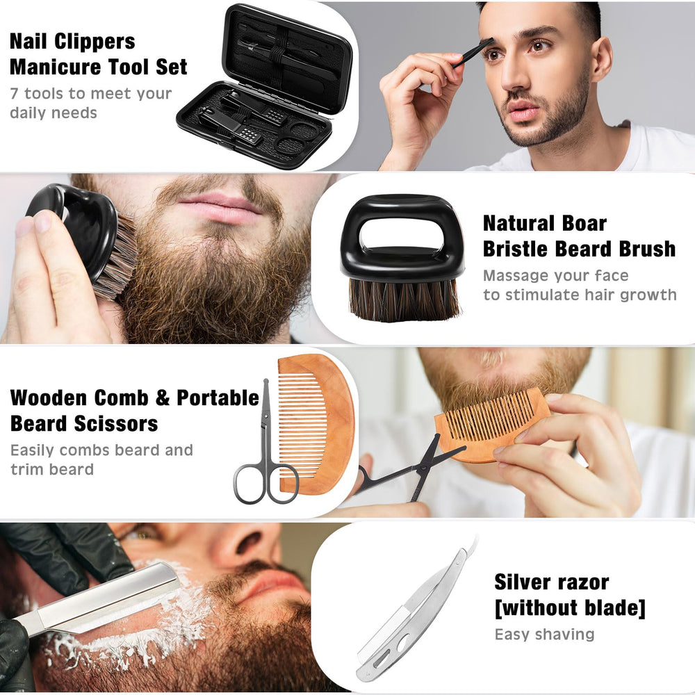 Nuogo beard brush and razor set neat grooming essentials.