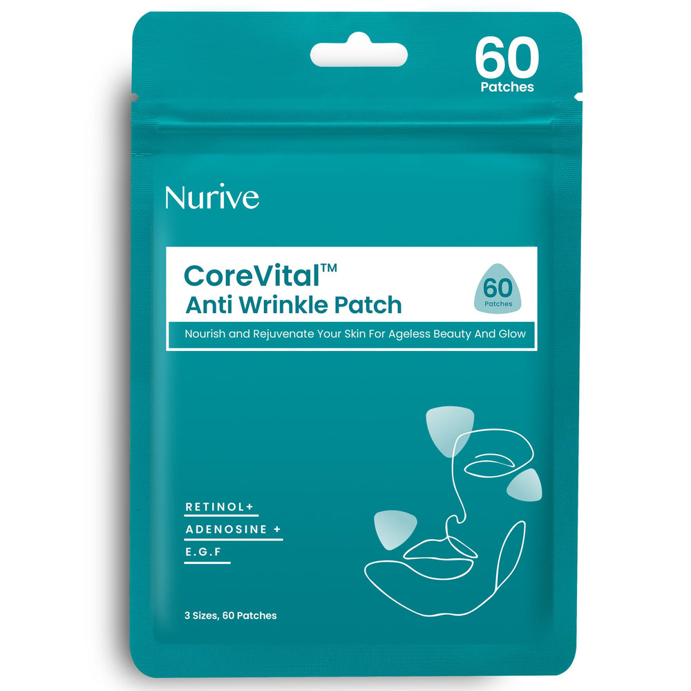 Nurive Advanced Wrinkle Patches apply-closeup showing discreet overnight wrinkle patch.