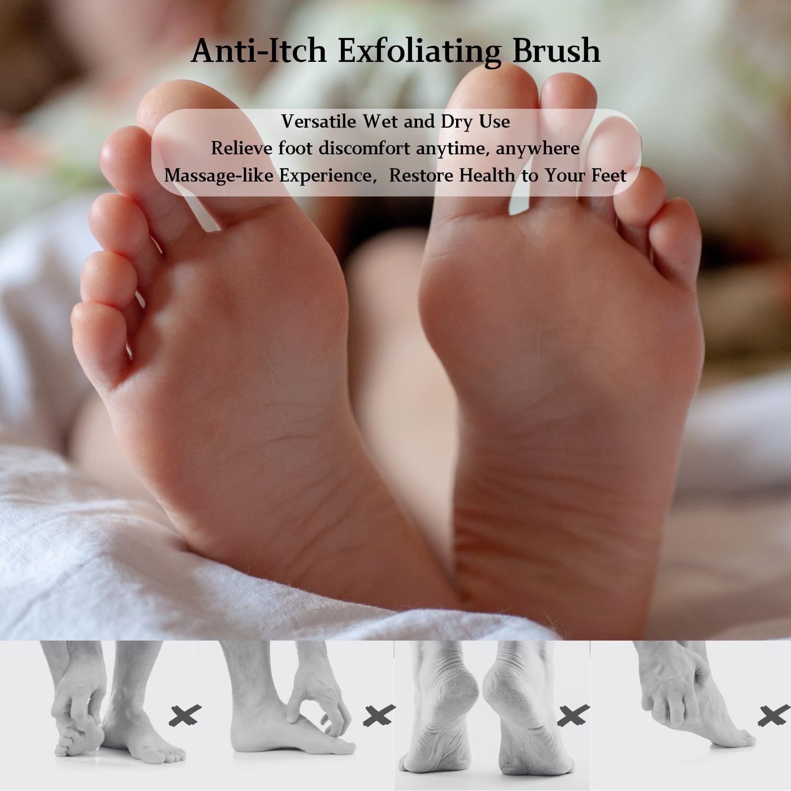 Nurlypop-long-handle-shower-use demonstrates bend-free foot care.