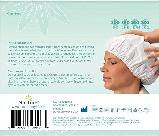 Nurture Valley bedside hair wash cap used in bed for comfort