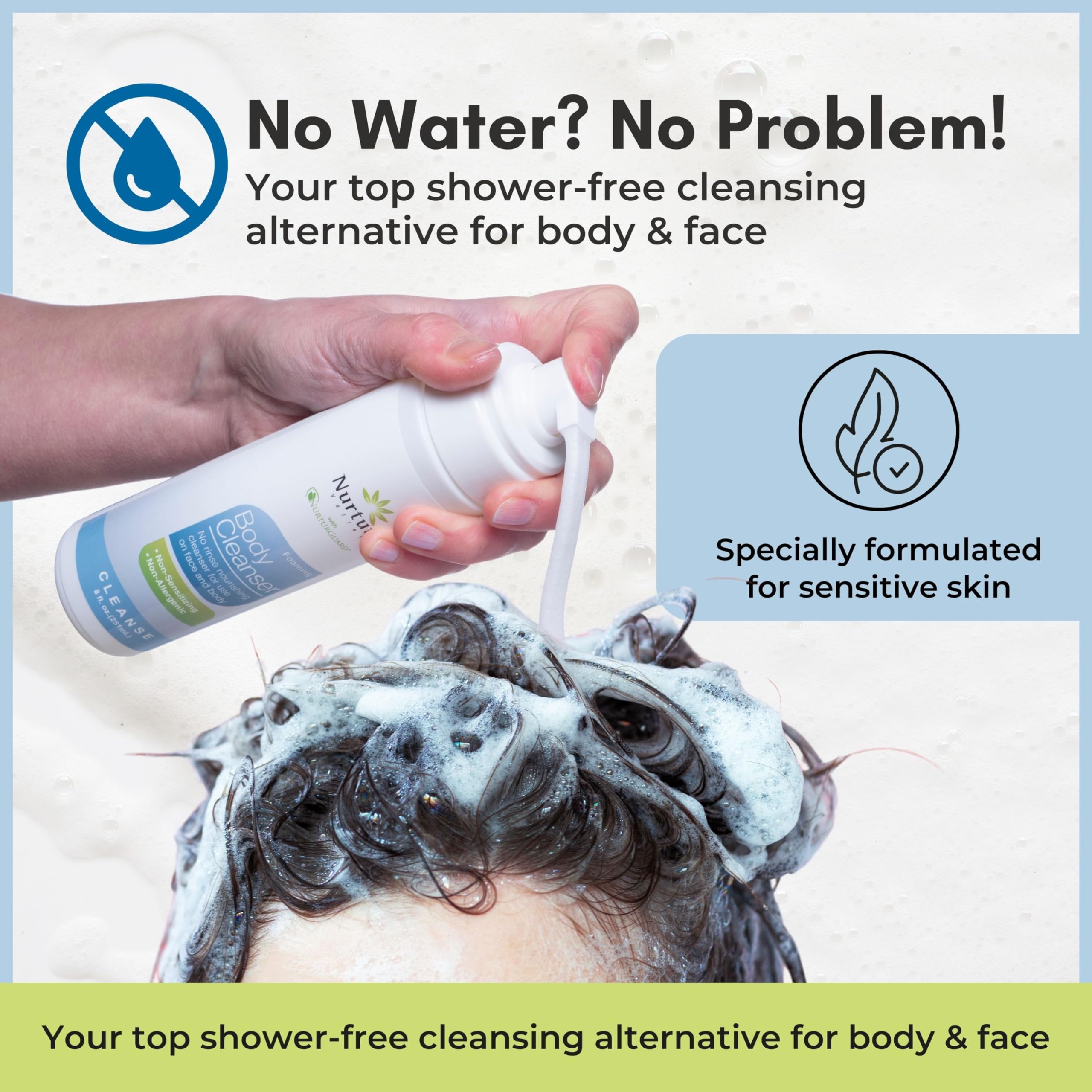 Nurture Valley camping kit with rinse-free cleanser for outdoors
