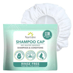 Nurture Valley no-water rinse cap applied for quick, mess-free hair washing