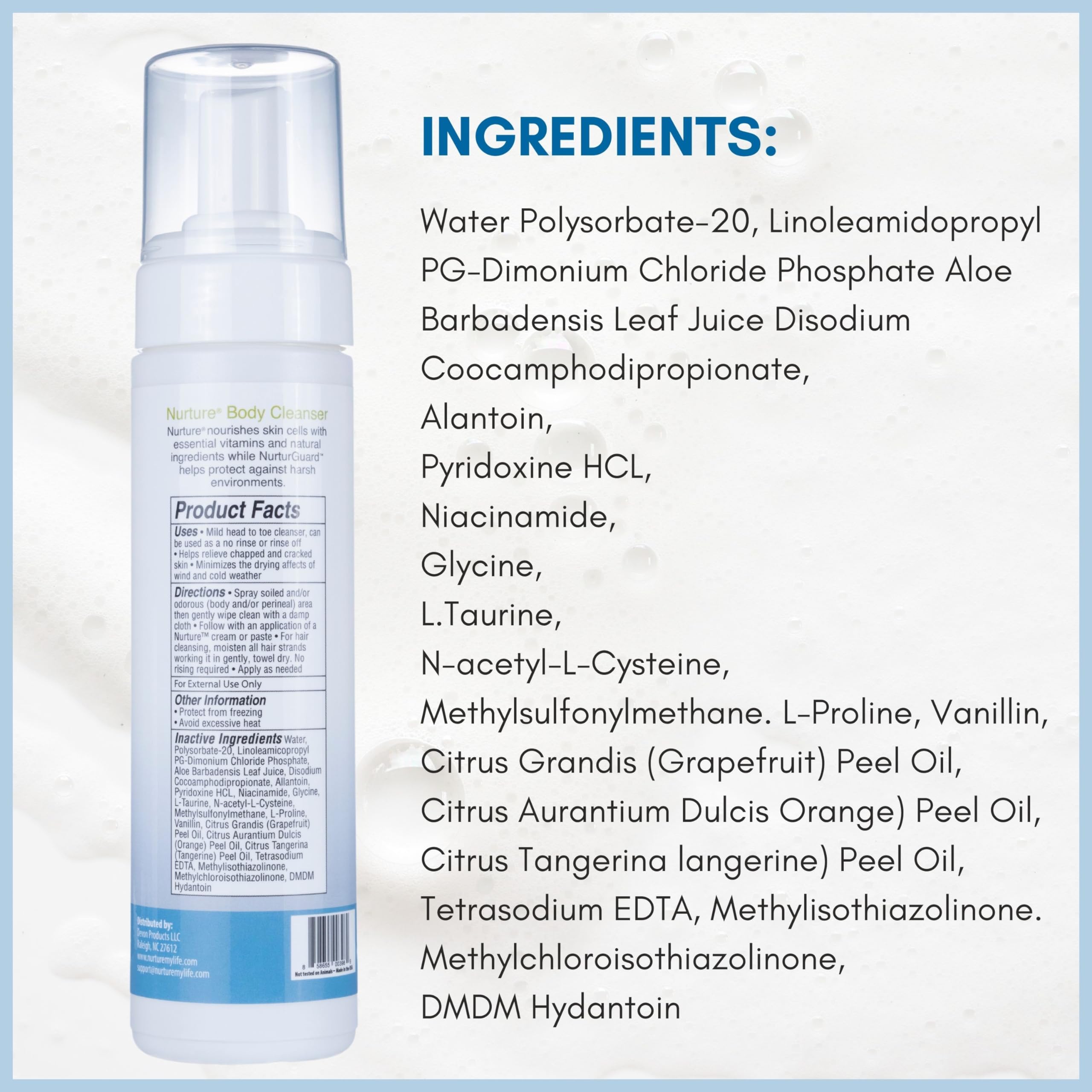 Nurture Valley no-rinse cleanser for perineal care