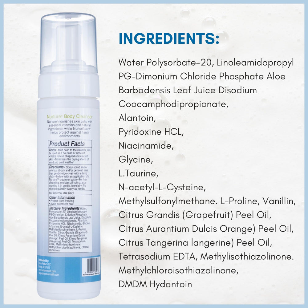 Nurture Valley no-rinse cleanser for perineal care