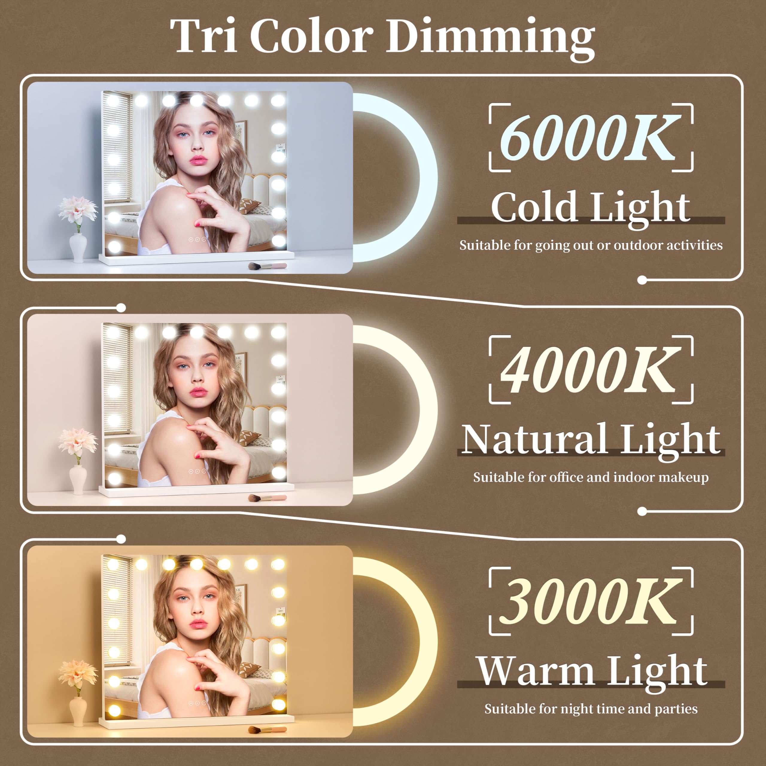 NUSVAN vanity mirror led bulbs closeup shows evenly diffused illumination for detail work.